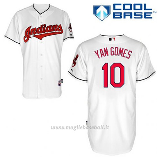 Maglia Baseball Uomo Cleveland Indians Yan Gomes 10 Bianco 1ªCool Base